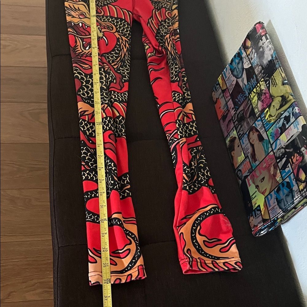 #1110+Red Dragon Print Women's Pants - Picture 2 of 5